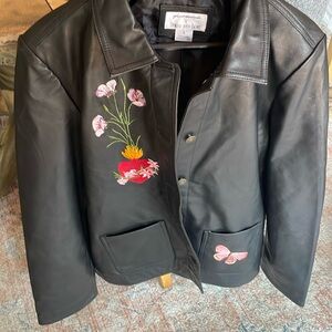 Free People Denim and Bone Leather Jacket